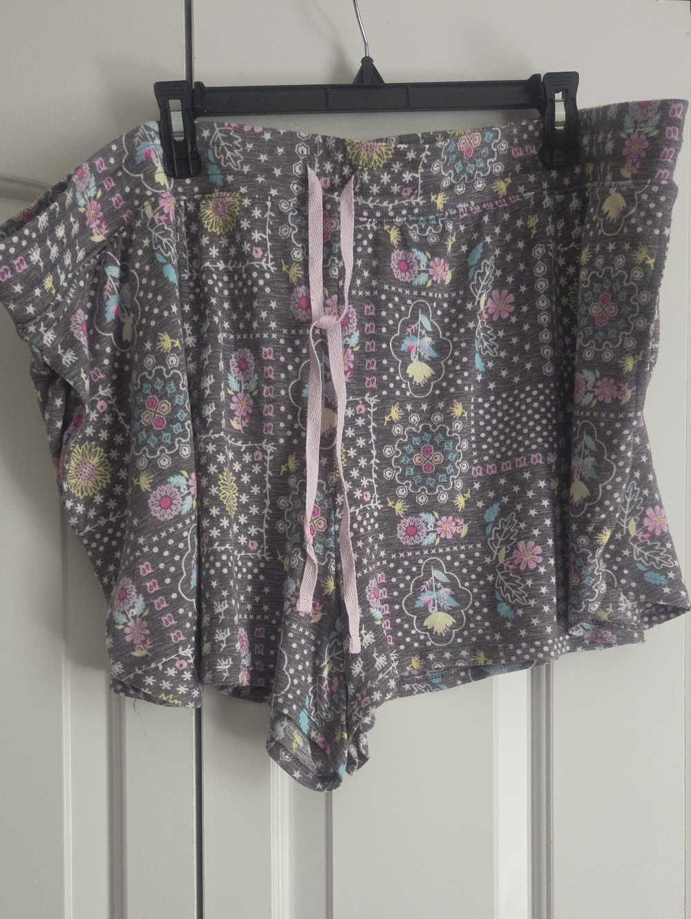 Women's Gray Floral Lounge Shorts - Soft Sleepwear